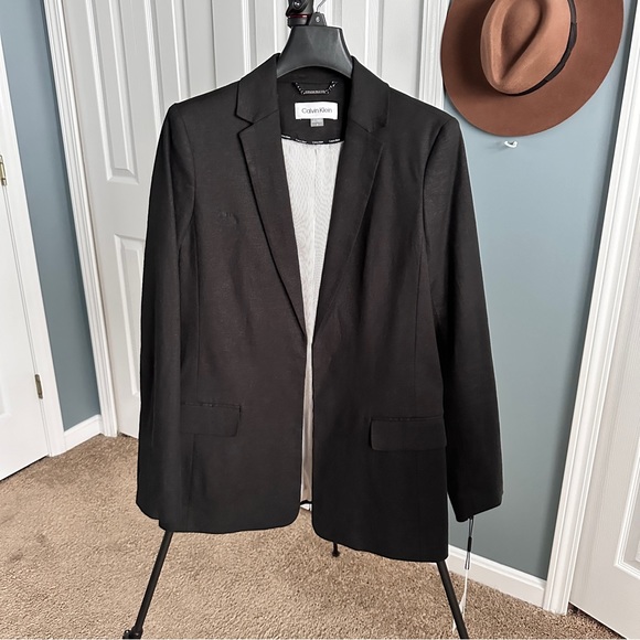 NWT Calvin Klein linen blend black suit blazer 6 - Picture 3 of 6